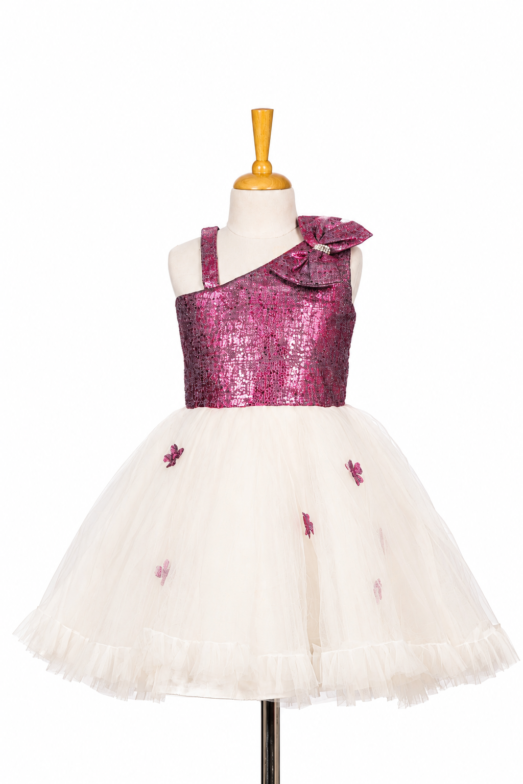 Magenta White Flared Frock Main image