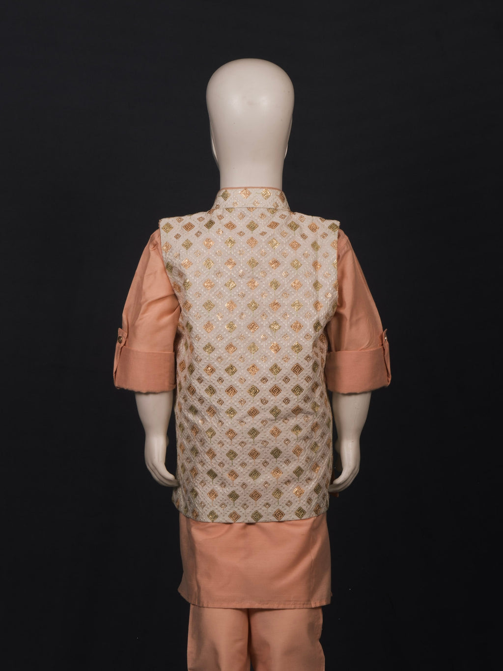 Peach Geometrical Embroidered Kurta Pyjama