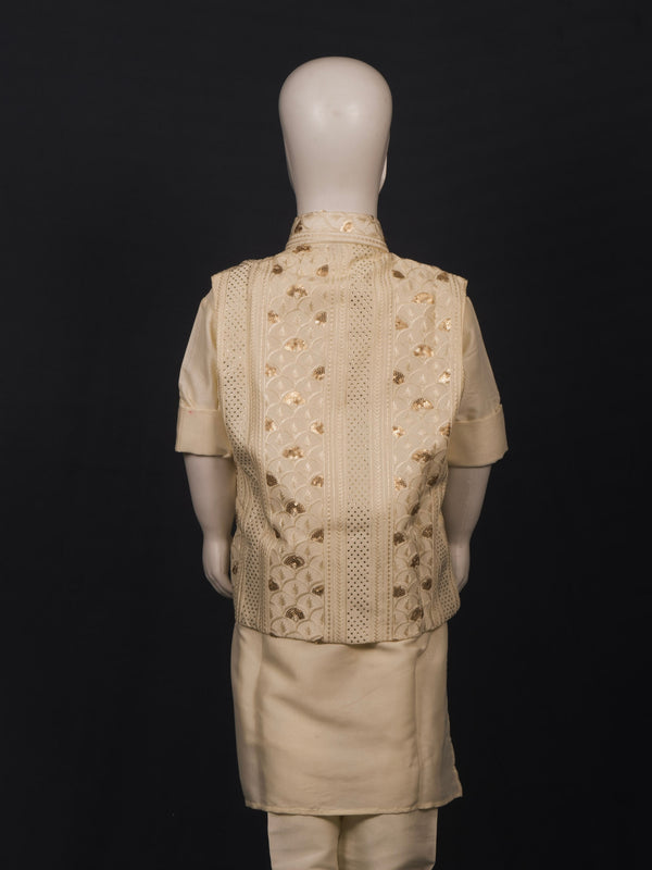 Cream Royal Gota-Stripe Kurta Set