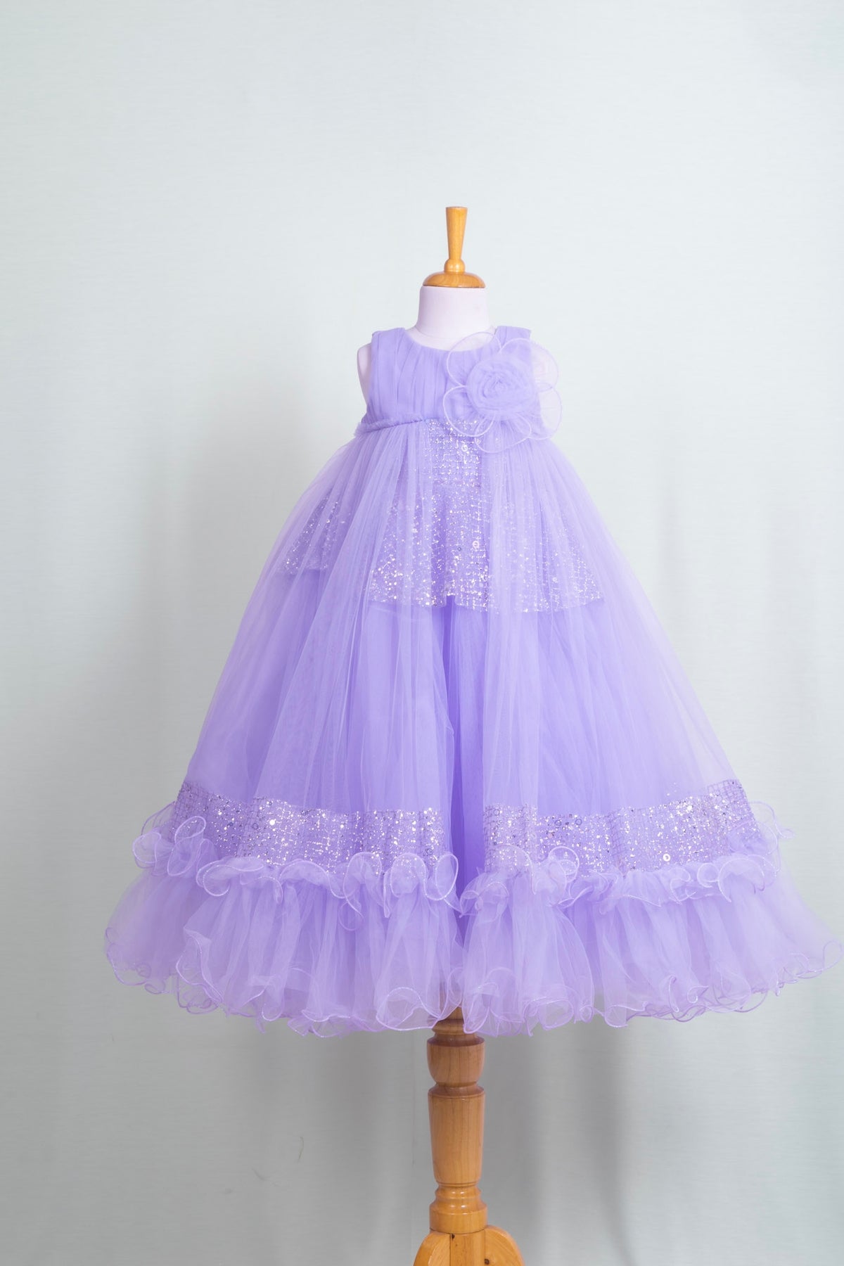 Lavender Purple Sequin Detailed Flared Ball Gown Main image