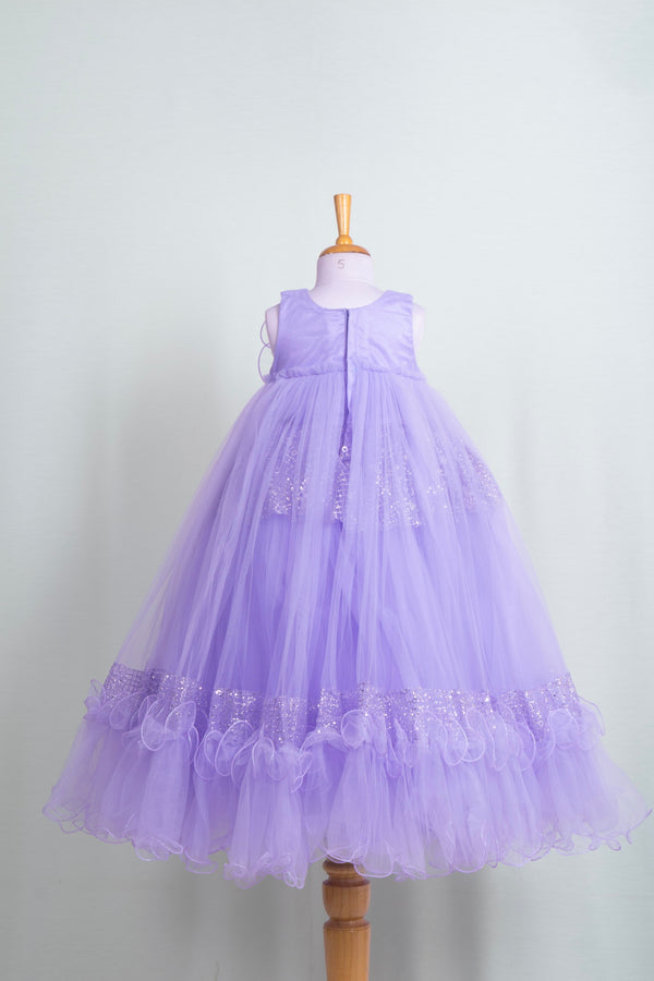 Lavender Purple Sequin Detailed Flared Ball Gown