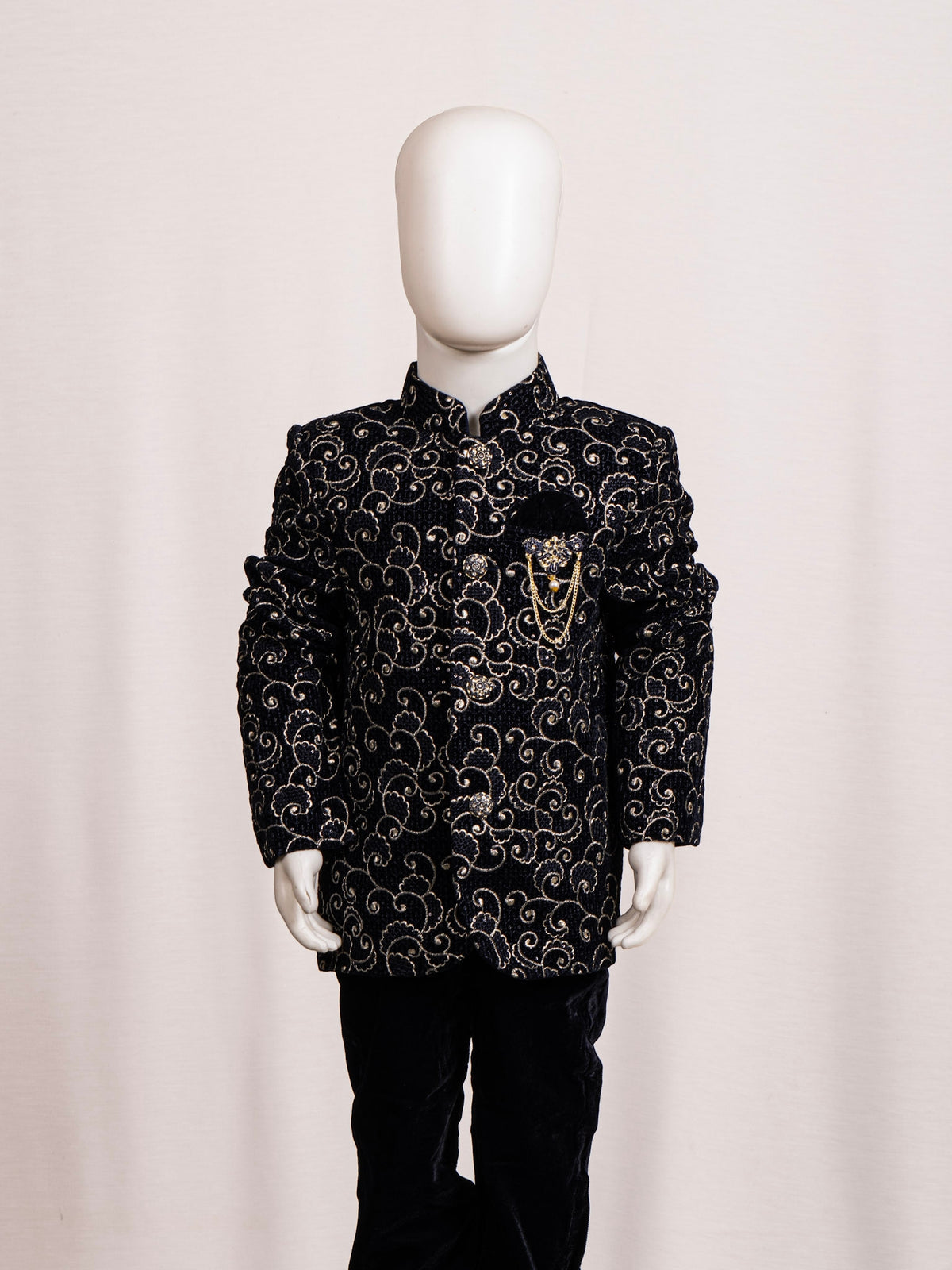 Navy Blue Embroidered Jodhpuri Suit Main image