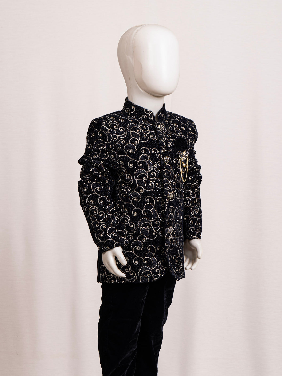 Navy Blue Embroidered Jodhpuri Suit