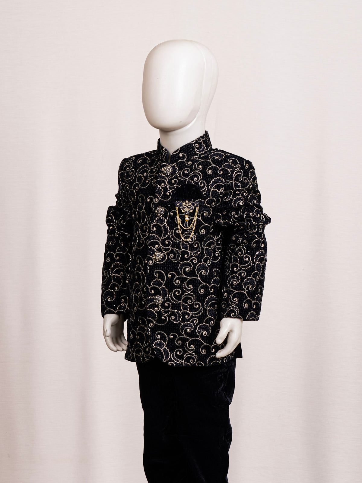 Navy Blue Embroidered Jodhpuri Suit