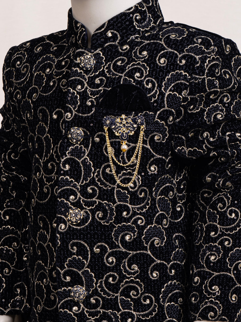 Navy Blue Embroidered Jodhpuri Suit