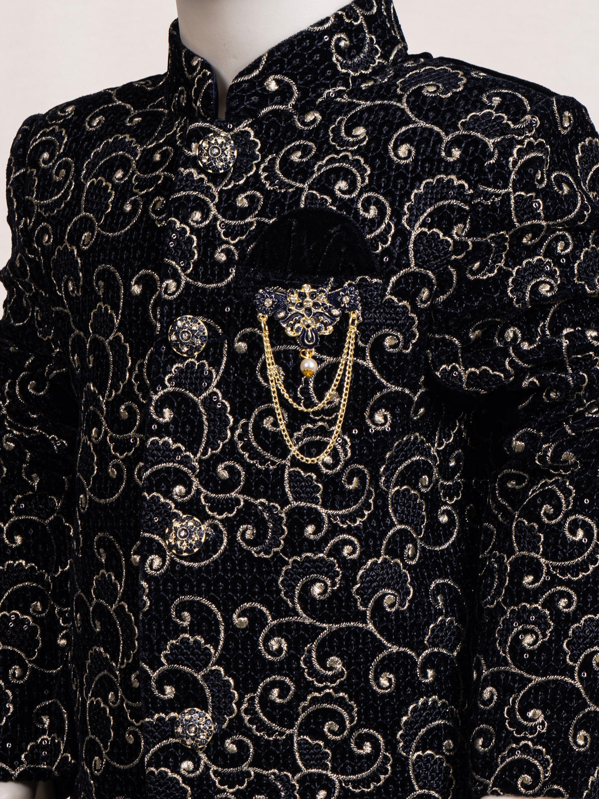 Navy Blue Embroidered Jodhpuri Suit