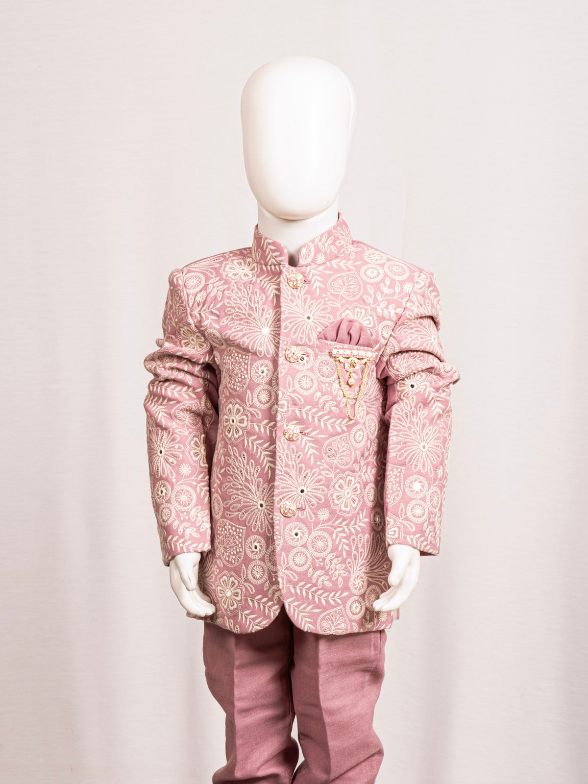 Blush Pink Floral Embroidered Jodhpuri Suit Main image