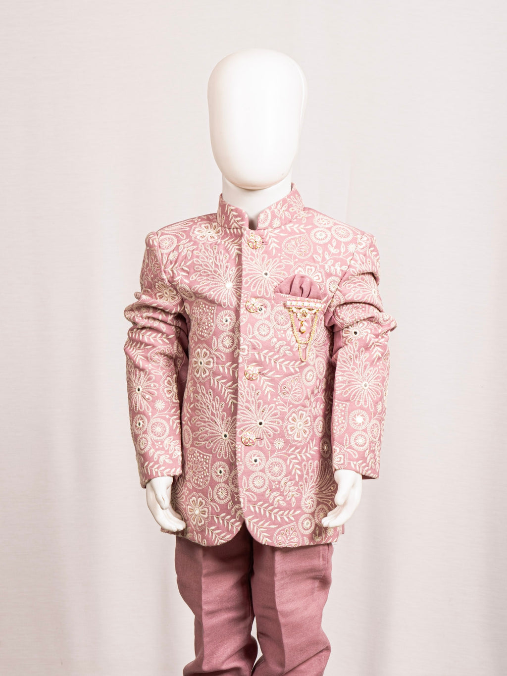 Blush Pink Floral Embroidered Jodhpuri Suit