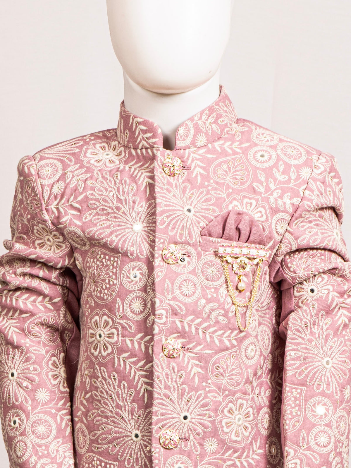 Blush Pink Floral Embroidered Jodhpuri Suit