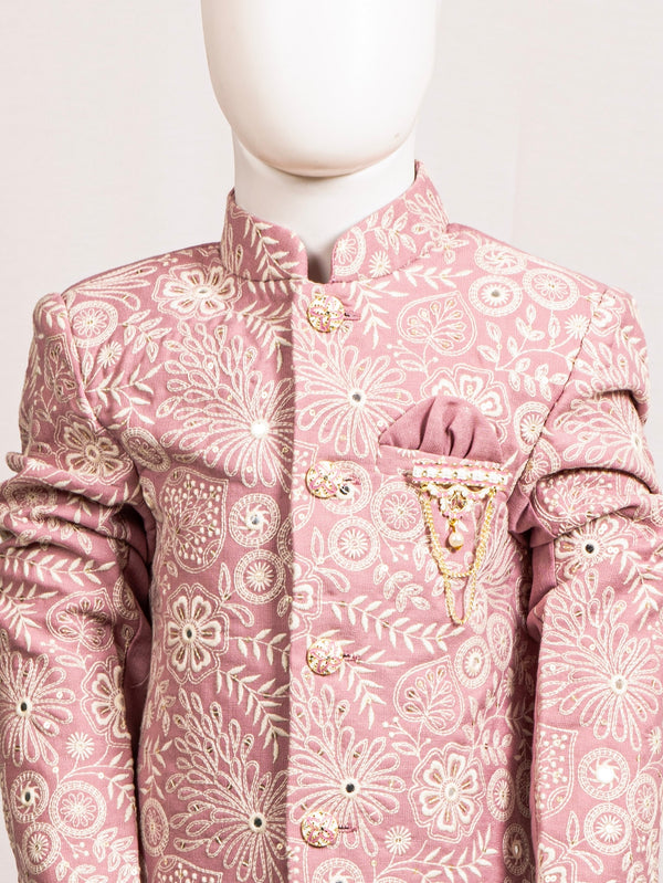 Blush Pink Floral Embroidered Jodhpuri Suit