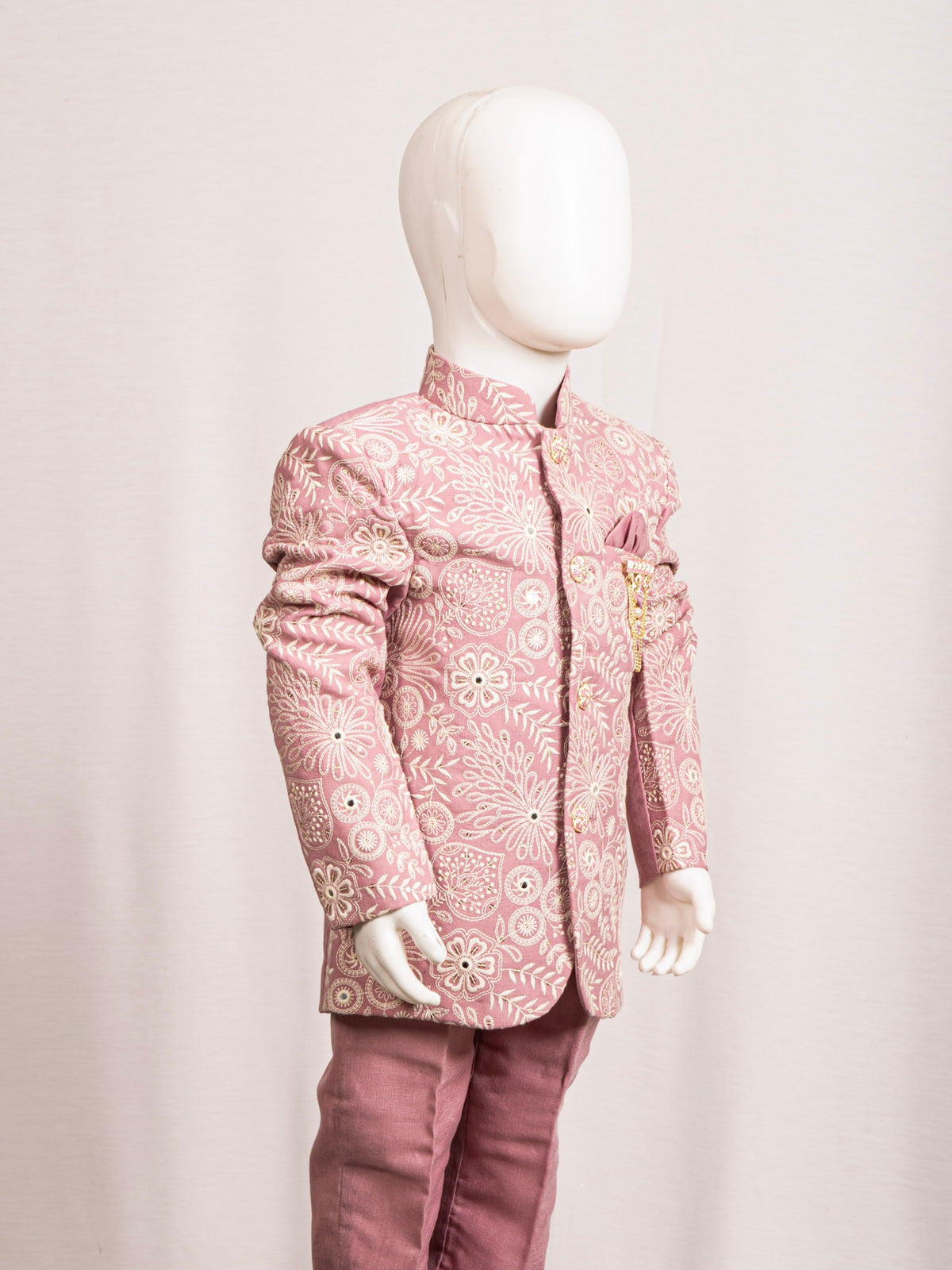 Blush Pink Floral Embroidered Jodhpuri Suit