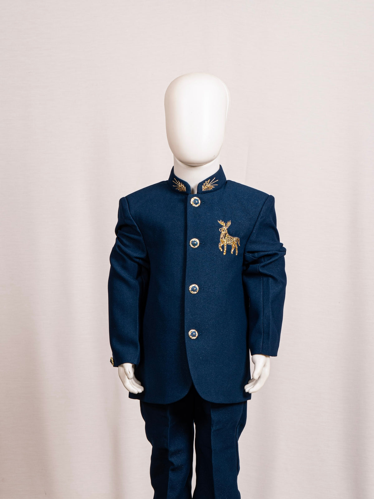 Royal Blue Deer Embroidered Jodhpuri Suit Main image