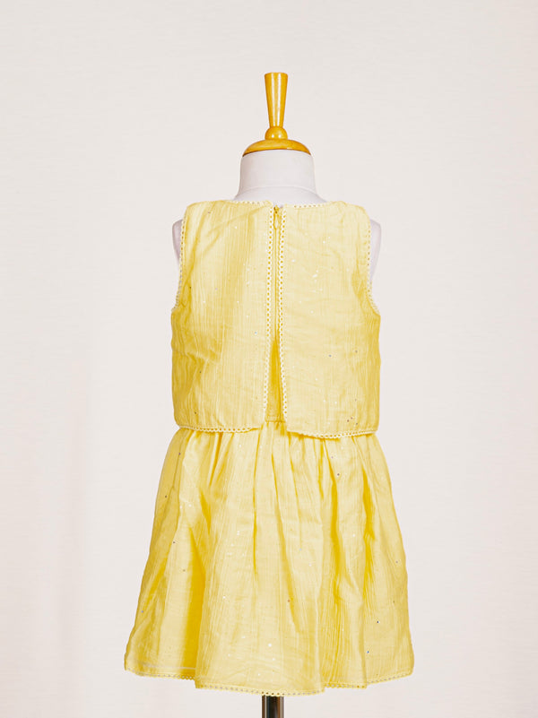 Sunshine Yellow Floral Pearl Embroidered Midi Dress