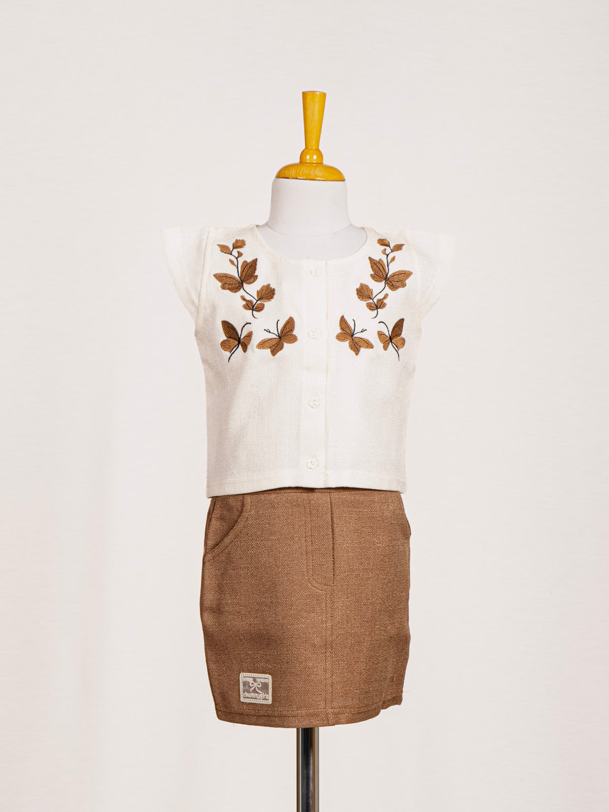 Butterfly Embroidered Top and Skirt Set Main image