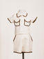 Cream Scalloped Lace Trim Shirt & Shorts Western Set