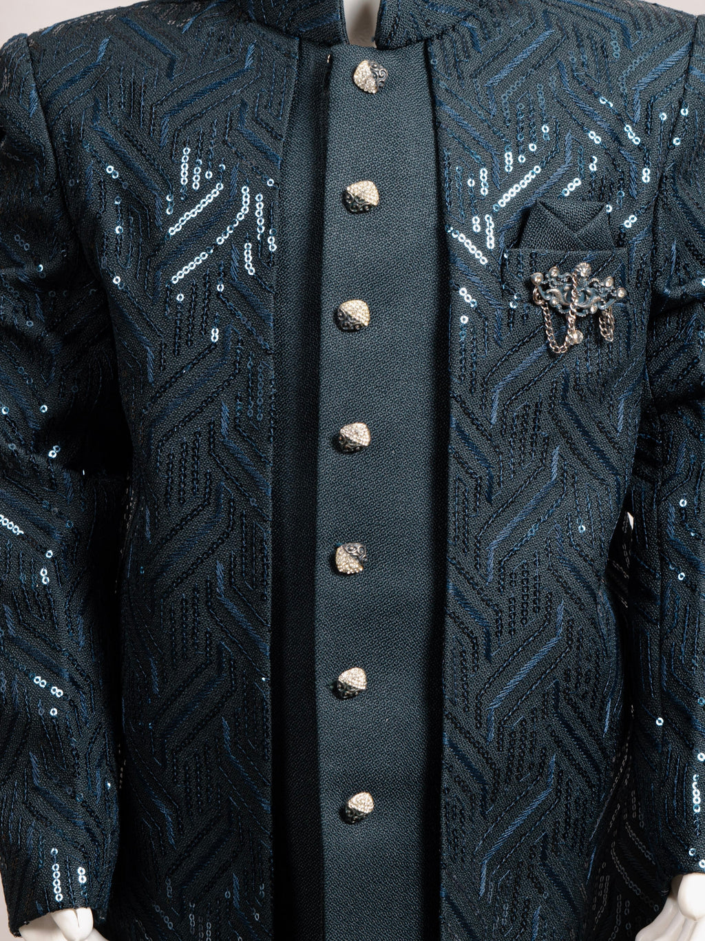 Rama Sequin Open-Jacket Jodhpuri Suit