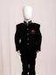 Royal Black Embellished Collar Jodhpuri Set with Red Pocket Square