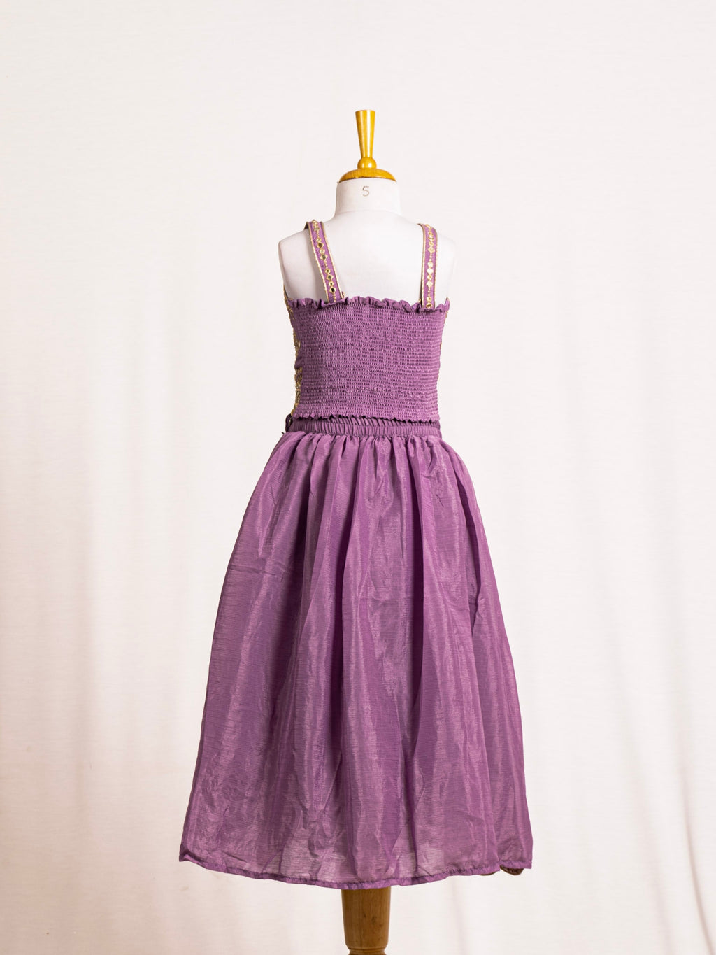 Royal Purple Gold Mirror-Work & Sequin Flared Lehenga Set
