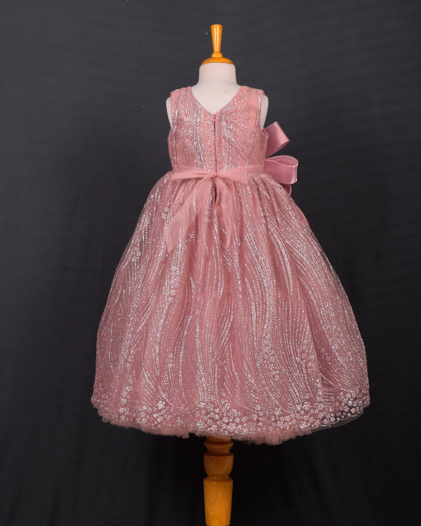 Dusty Rose Sculpted Bow Princess Gown