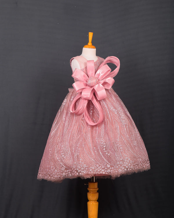 Dusty Rose Sculpted Bow Princess Gown