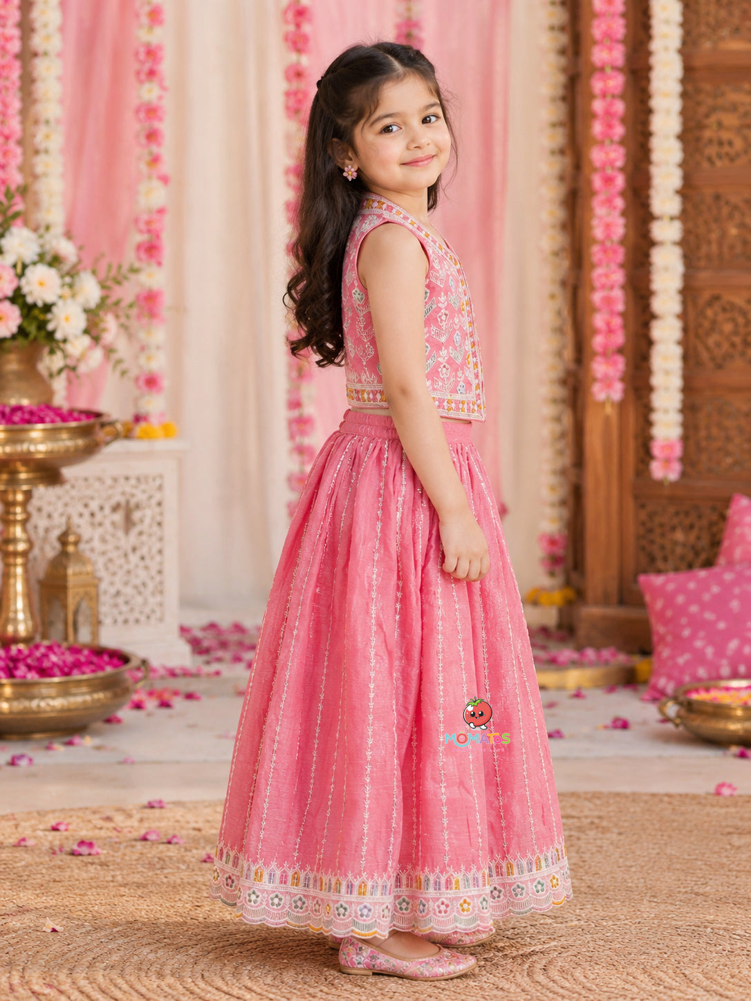 Blush Pink Mirror & Zari Embroidered Jacket Lehenga Set