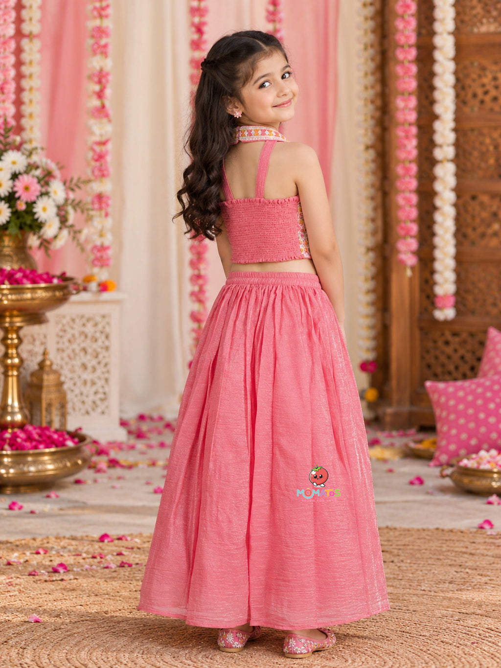 Blush Pink Mirror & Zari Embroidered Jacket Lehenga Set