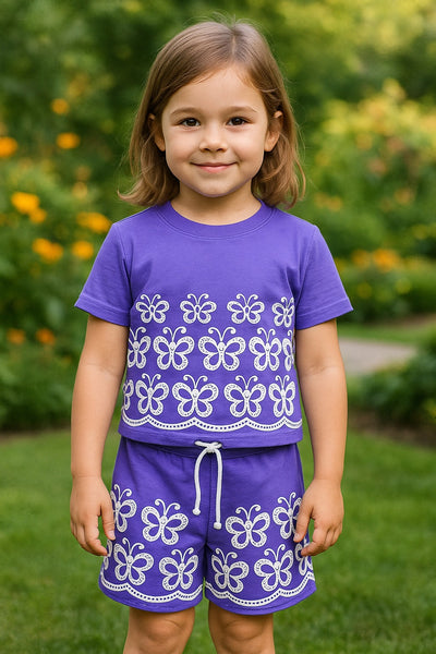 Charm Purple Butterfly Printed Co-ord set