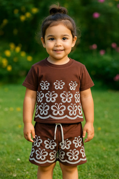 Charm Coffee Butterfly Printed Co-ord set