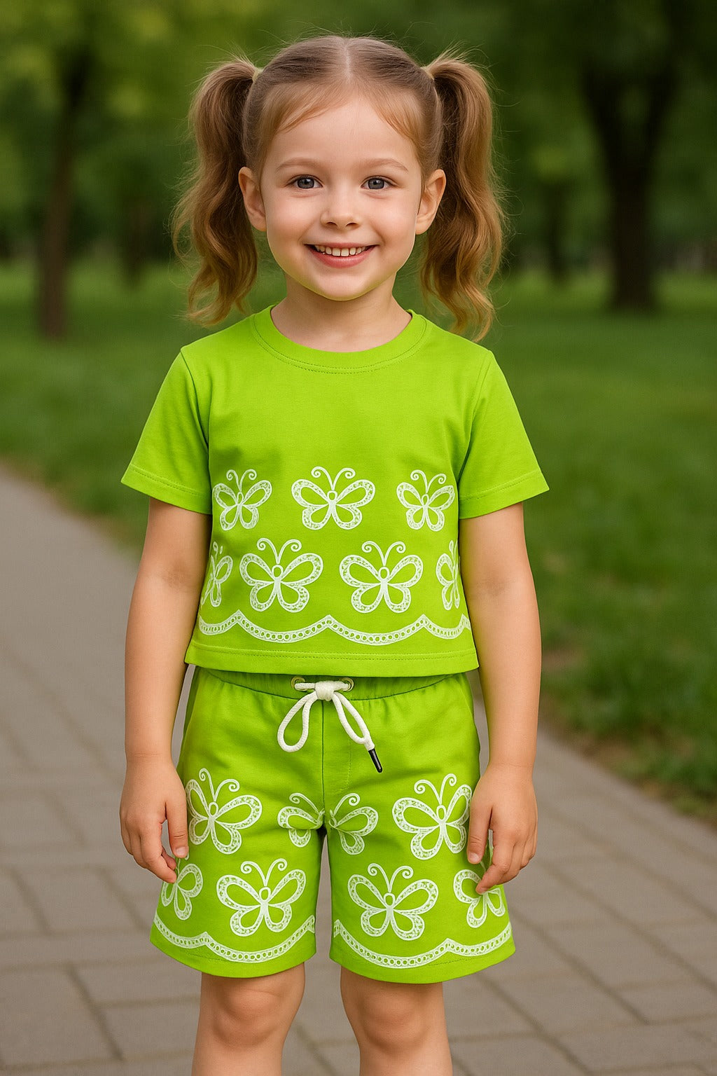 Charm Green Butterfly Printed Co-ord set Main image