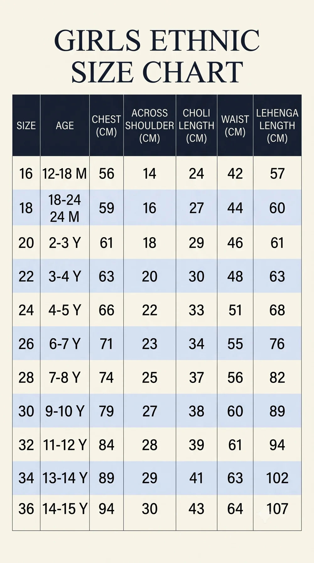 Size chart