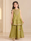 Pista Green Zari Embroidered Yoke Peplum & Sharara Set
