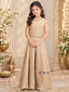 Metallic Fawn Illusion Neck Pastel Floral Embroidered Palazzo Set