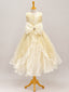 Cream Sequin & Organza Bow Gown
