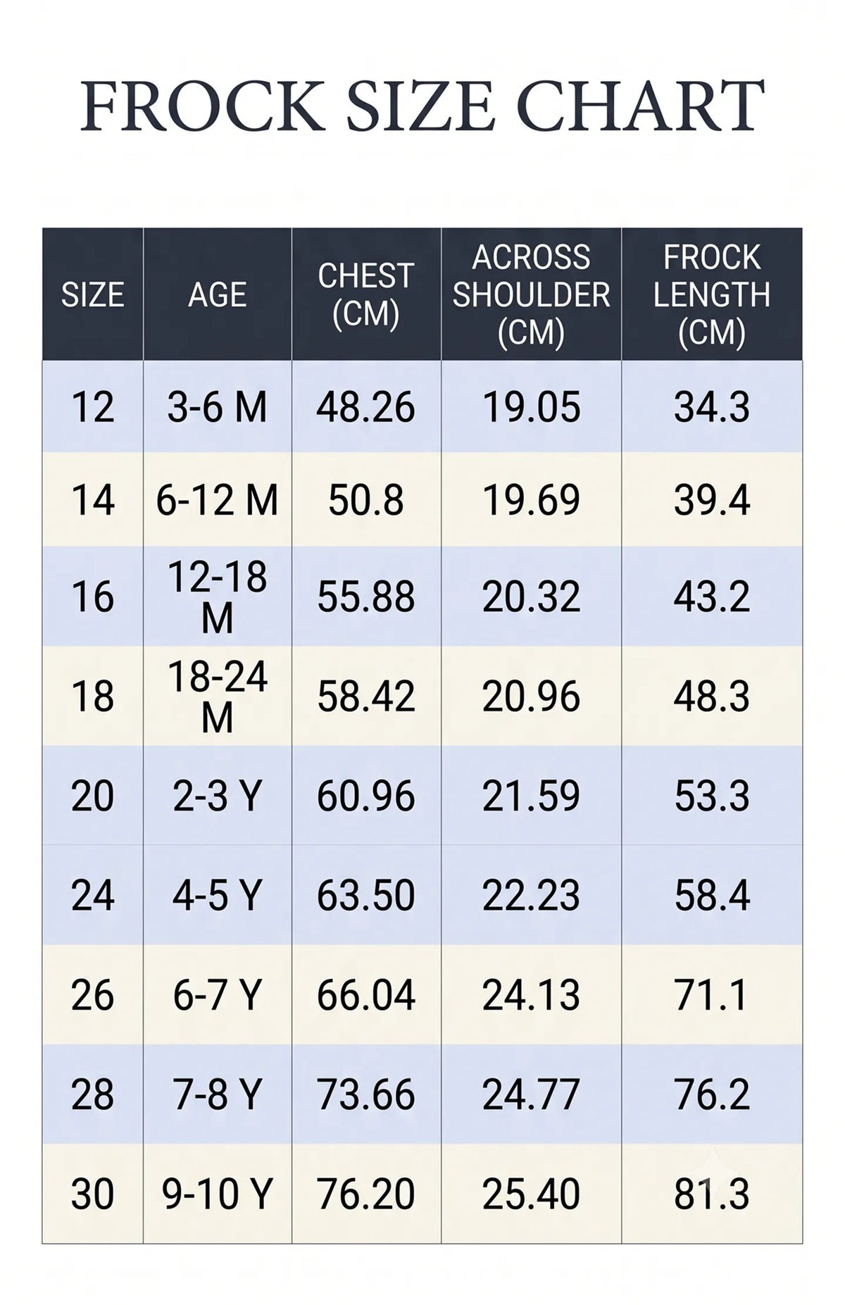 Size chart