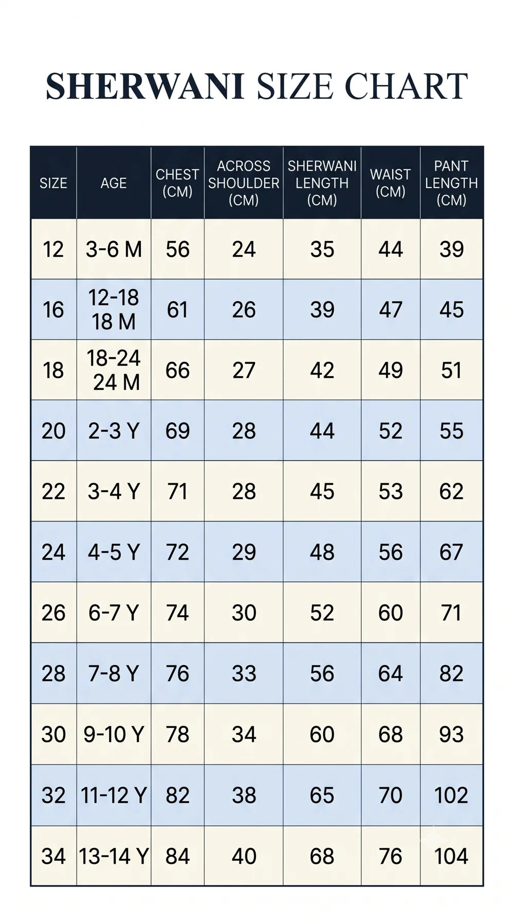 Size chart